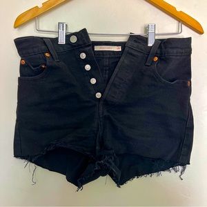 Levi’s Ribcage Black Denim Shorts